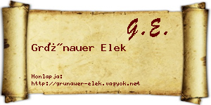 Grünauer Elek névjegykártya